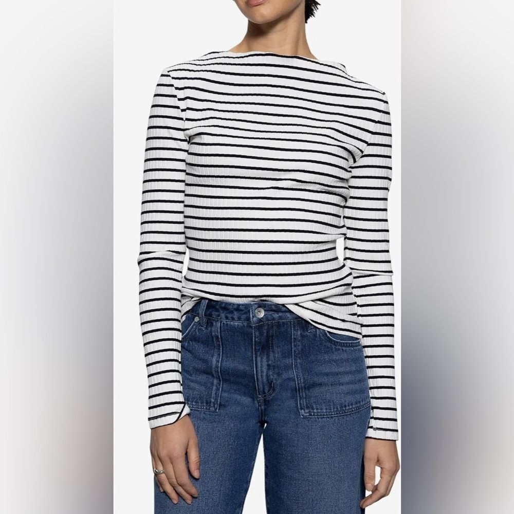 Sanctuary Long Sleeve Boatneck T-shirt Black XS NWT STITCH FIX